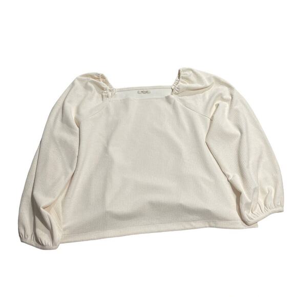 NWT Madewell Women's 4X Plus Size Crepe Square Neck Puff Sleeve Top Cream - Picture 3 of 12